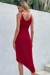 Wine-Red-Irregular-Ruched-Midi-Dress-4