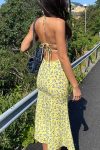 Yellow-Floral-Print-Tie-back-Slit-Dress-6