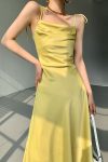 Yellow-Satin-Ruched-Cami-Dress-5