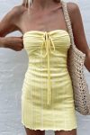 Yellow-Strapless-Lace-Up-Knitted-Dress-2