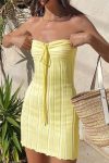 Yellow-Strapless-Lace-Up-Knitted-Dress-2