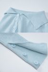 Sky-Blue-Button-Front-Knitted-Two-Piece-Skirts-2