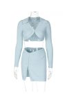 Sky-Blue-Button-Front-Knitted-Two-Piece-Skirts-2